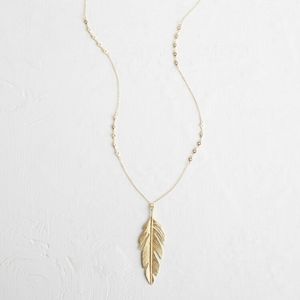 Long Gold Leaf Necklace